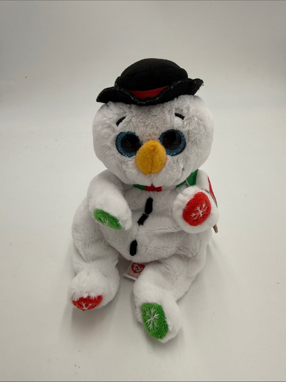 Weatherby Ty Beanie Boo Christmas Snowman Plush Glitter Eyes Holiday